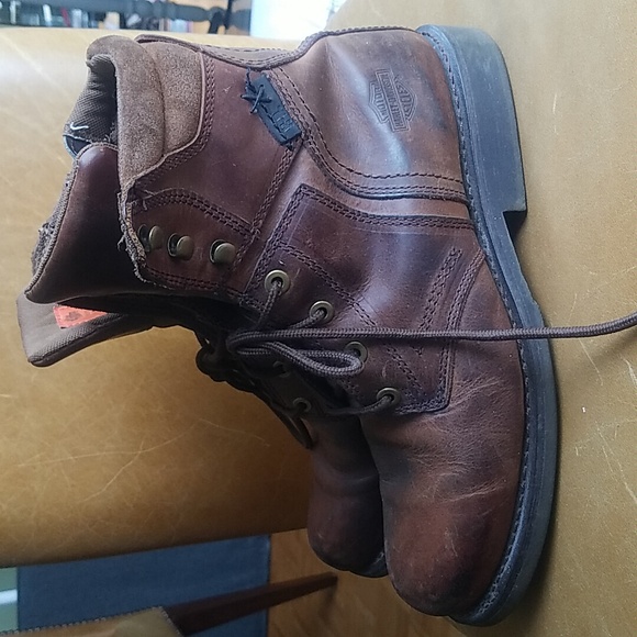 Harley Davidson Motorcycle Vintage Distressed Brown Leather Boots 11 - Picture 8 of 14